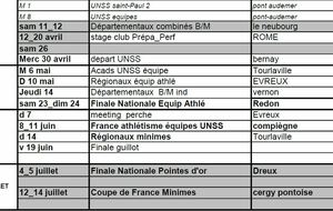 le calendrier minimes est dispo sur le site du paac