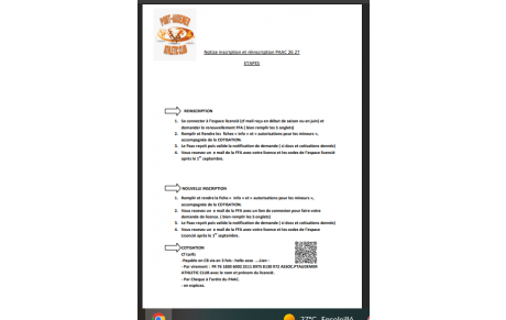 DOCUMENTS D'INSCRIPTION 2026 2027